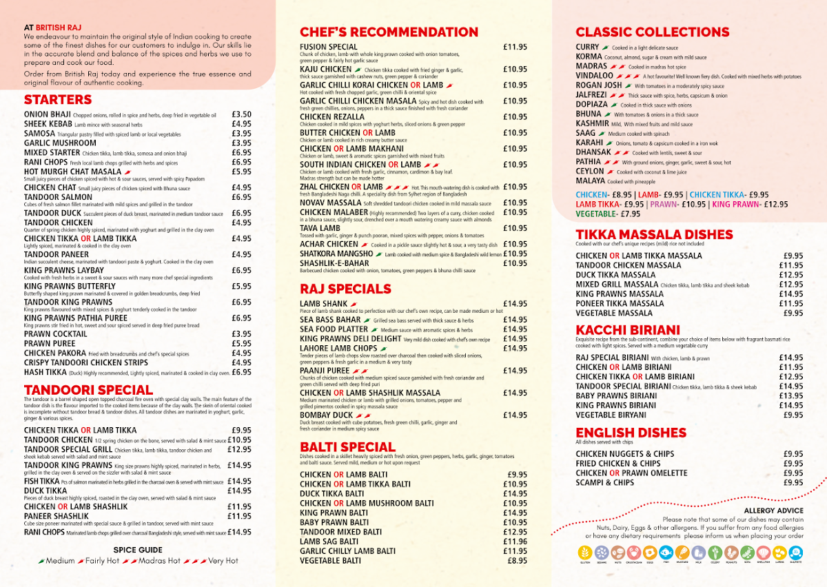 Menu British Raj Sittingbourne-1