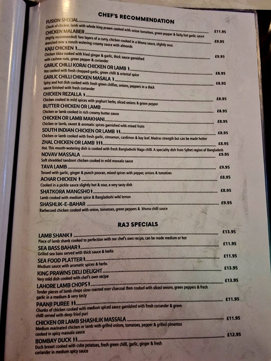 Menu British Raj Sittingbourne-3