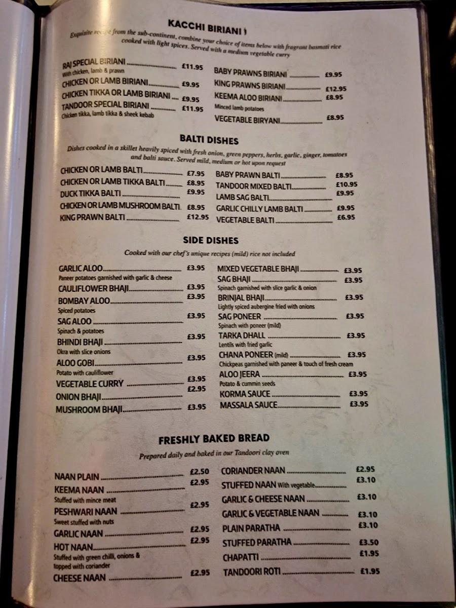 Menu British Raj Sittingbourne-4